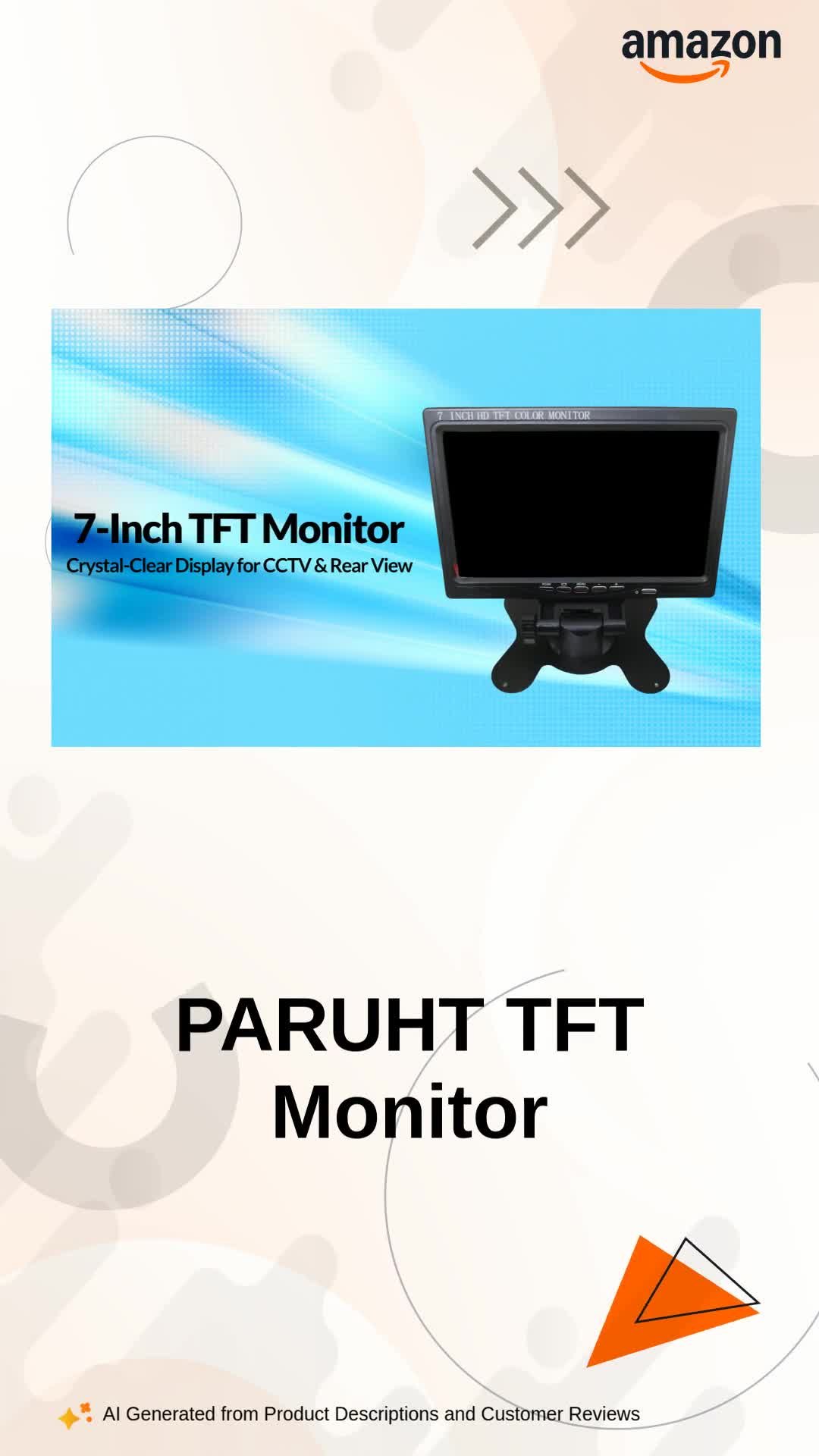 PARUHT 7 Inch TFT Monitor LCD Screen Display with VGA AV HDMI